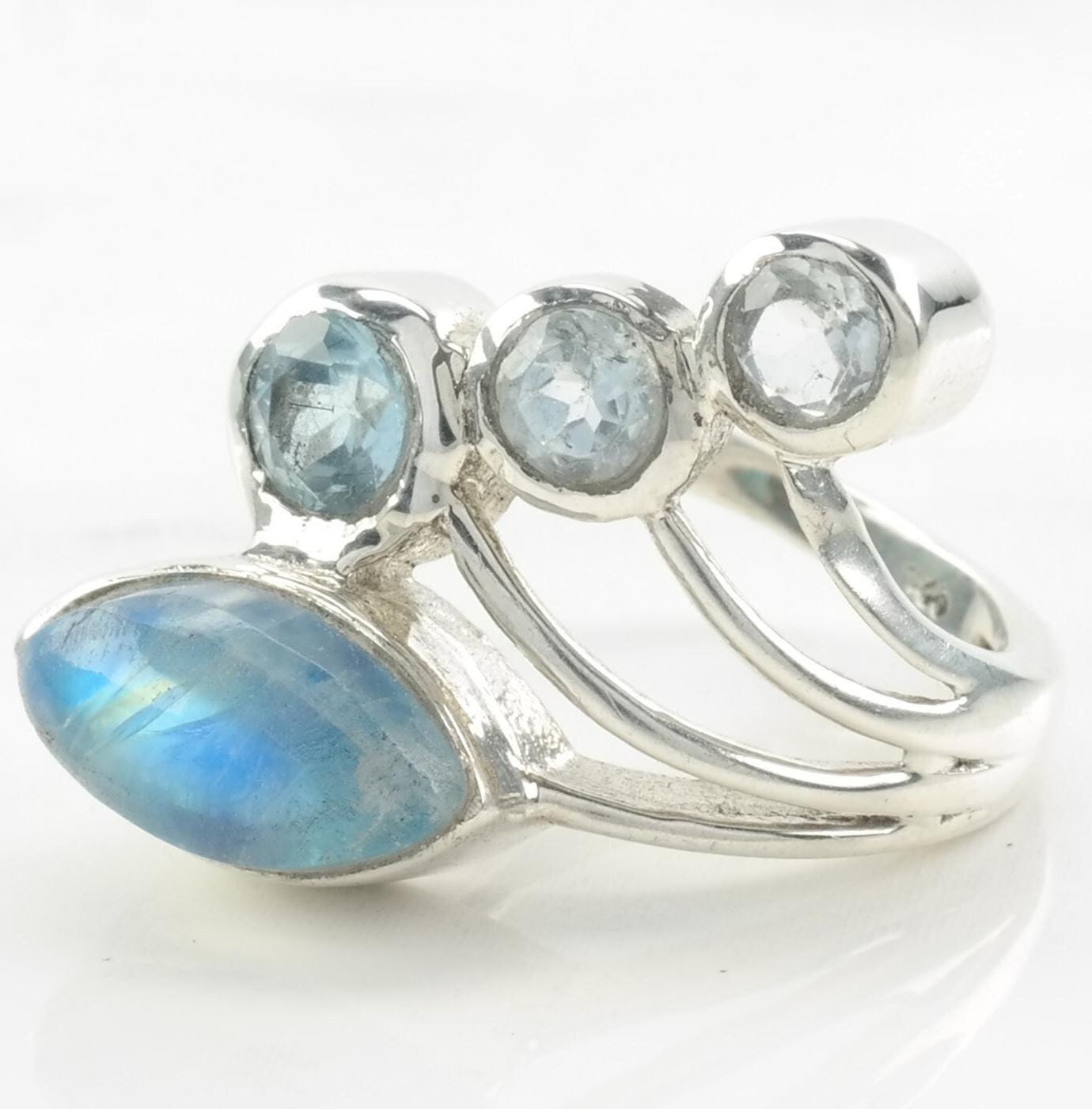 Vintage Topaz, Moonstone Ring Sterling Silver Size 6