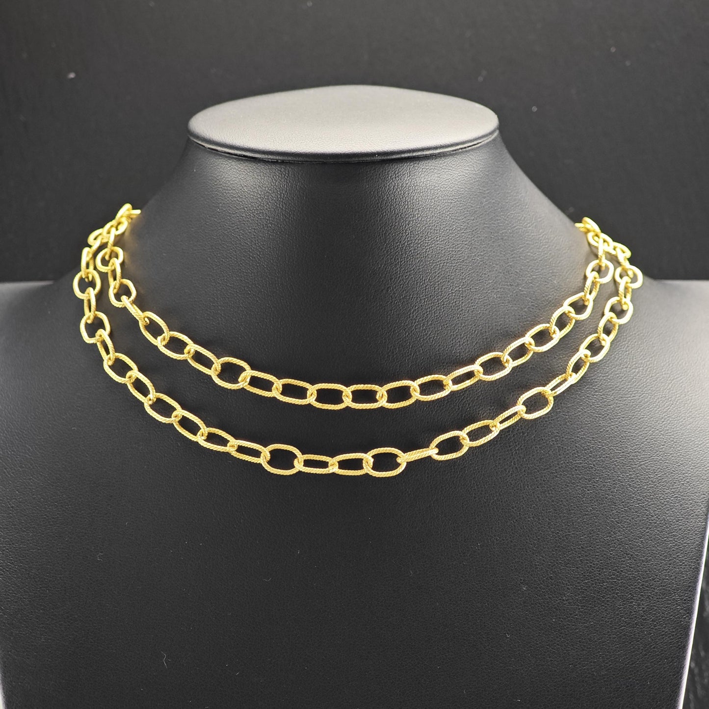 Gold Plated Twisted Oval Link Chain Sterling Silver Necklace N2753