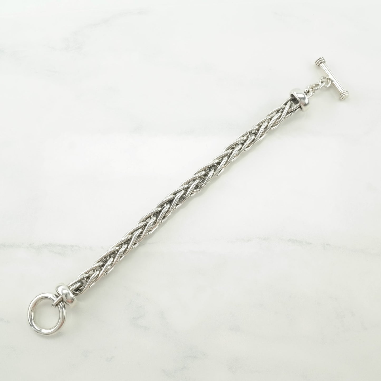 Vintage Versani Sterling Silver Link/T-bar Bracelet Thick Chain Toggle Clasp