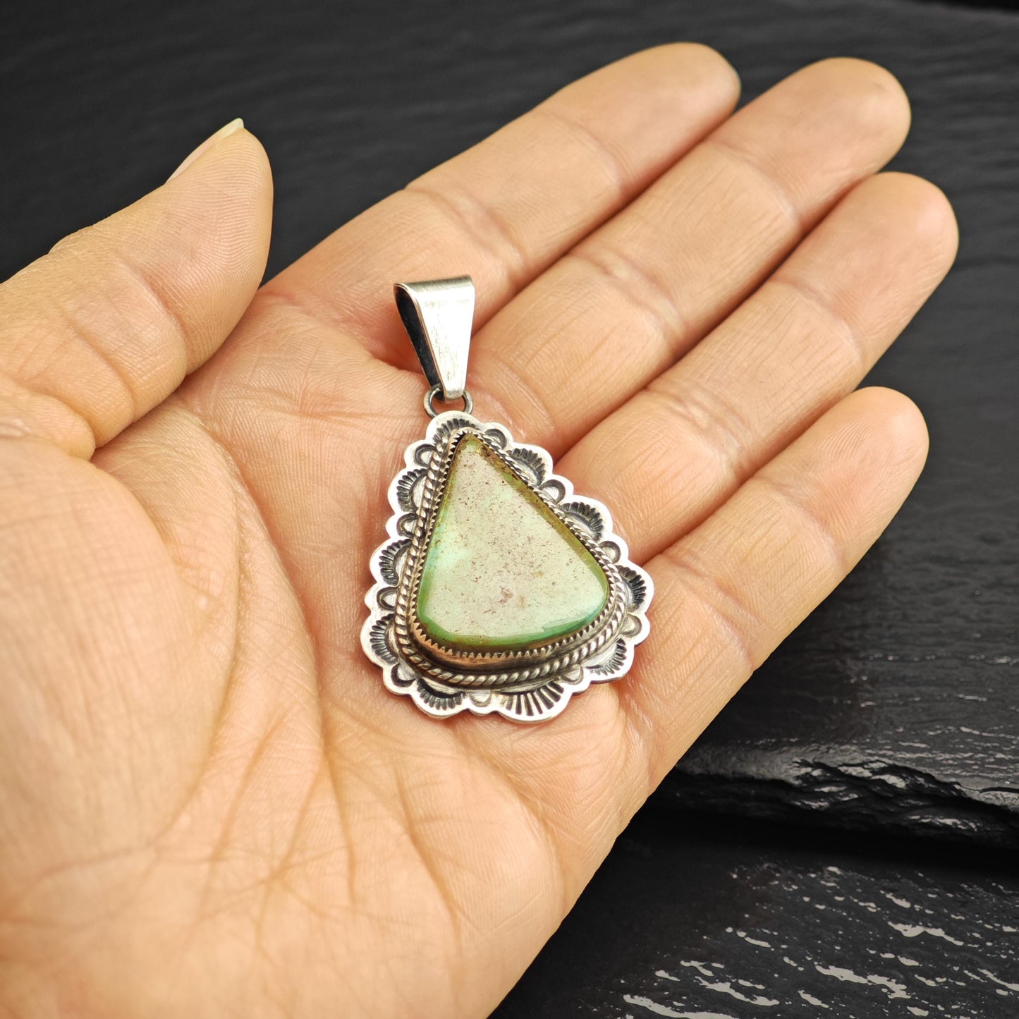 SW Green Turquoise Pendant Sterling Silver P3055