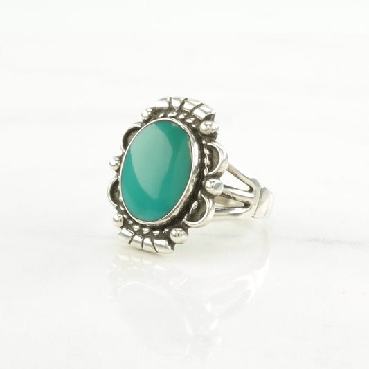 Southwest Silver Ring Turquoise Sterling Blue Size 6 1/2