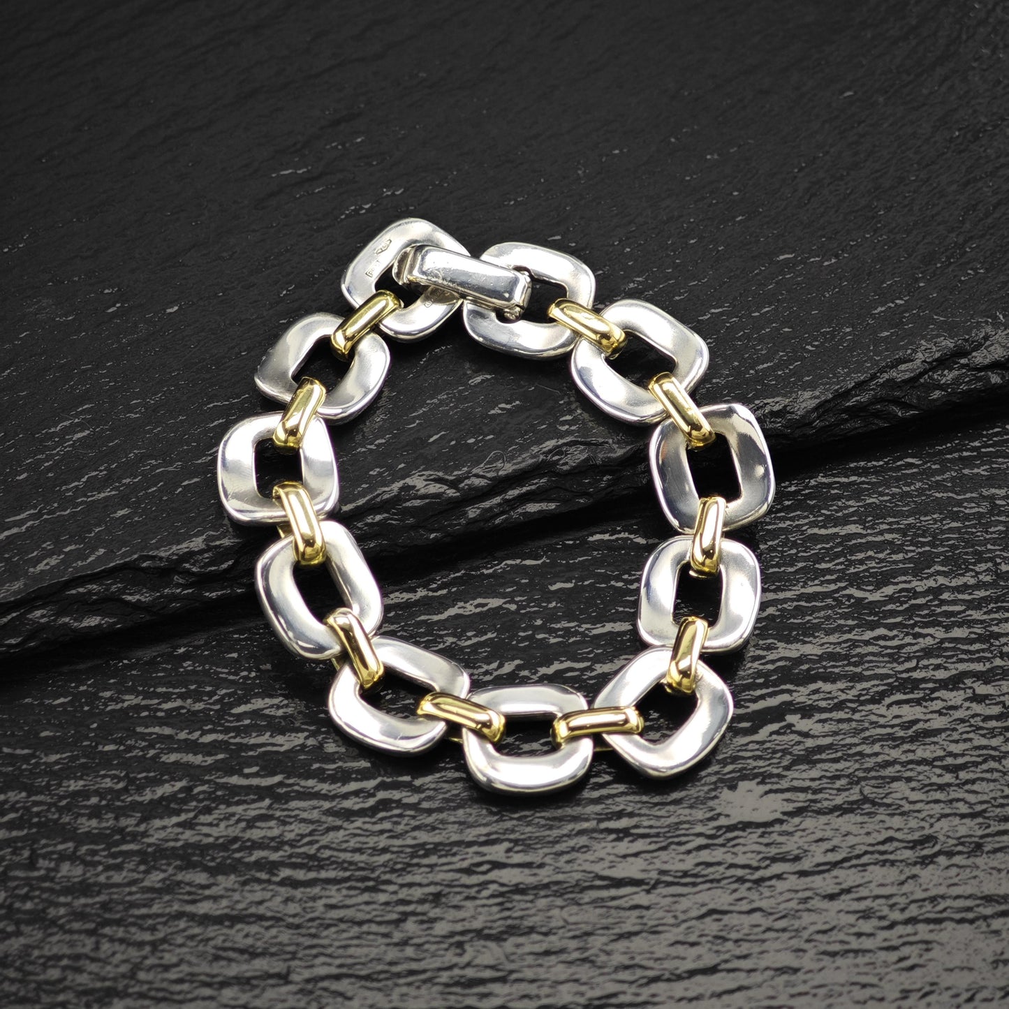 Modern 18k Gold & Sterling Silver Italy Bracelet