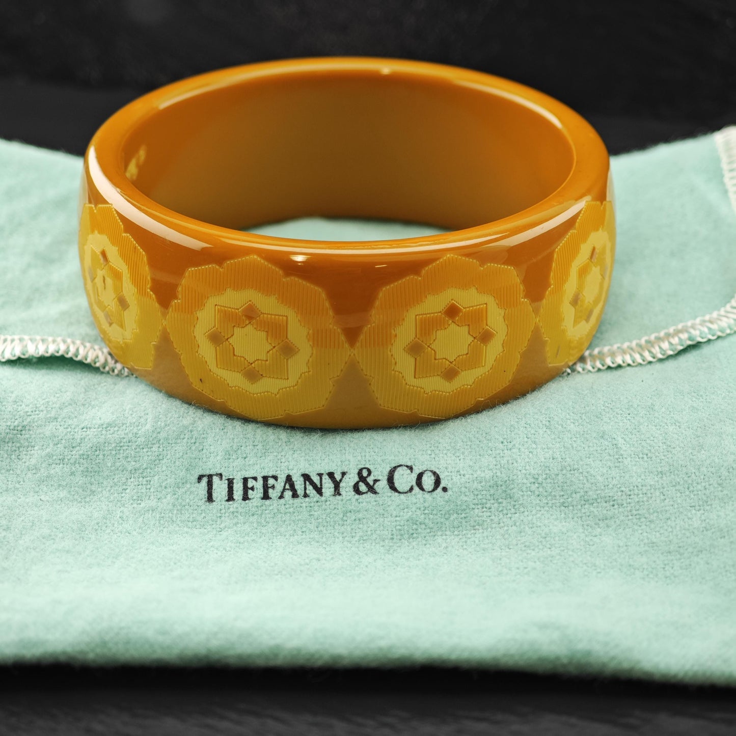 Tiffany & Co. Paloma Picasso Tan Caramel Zellige Resin Bracelet Sz 7"
