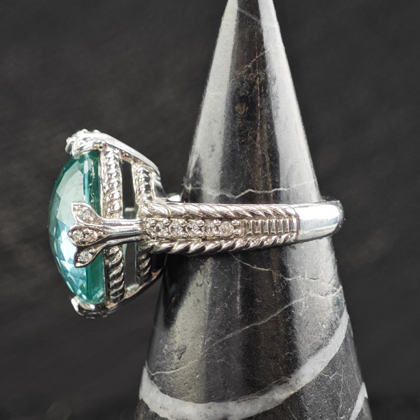 Green Quartz Doublet Sterling Silver Ring Sz 6 R6608