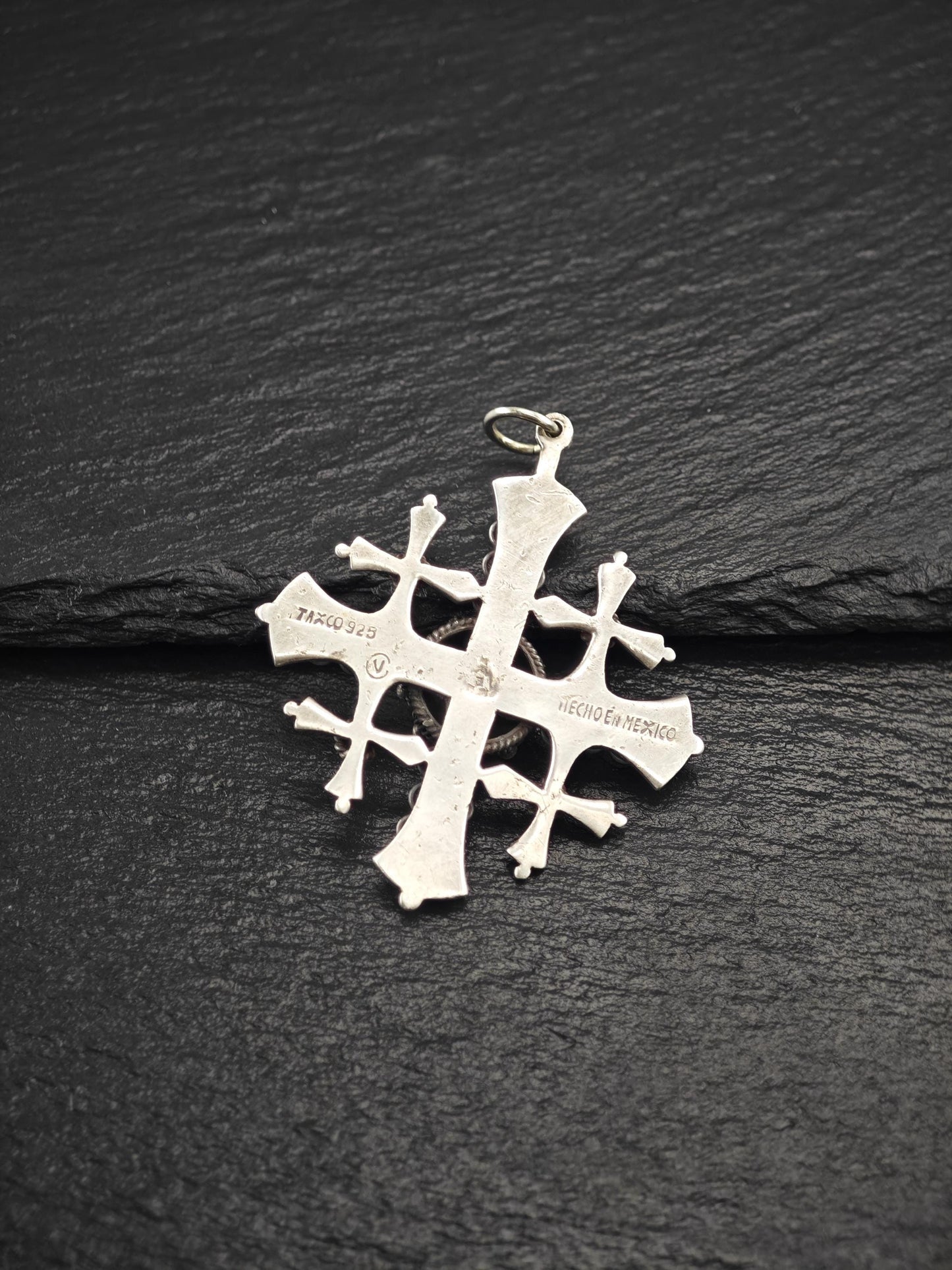 Large Taxco Mexico, Jerusalem Cross Pendant Sterling Silver P2744
