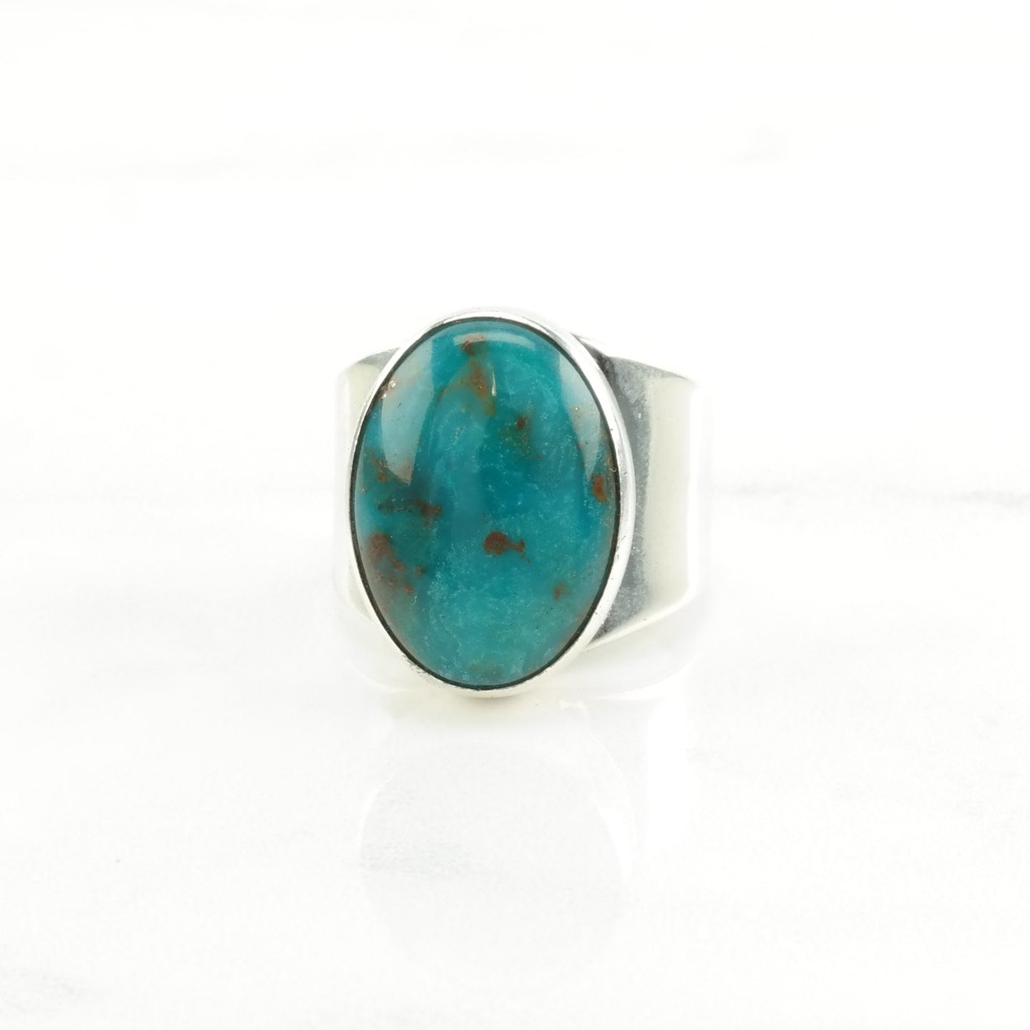 DTR Silver Ring Turquoise Modernist Sterling Blue Size 7 1/4