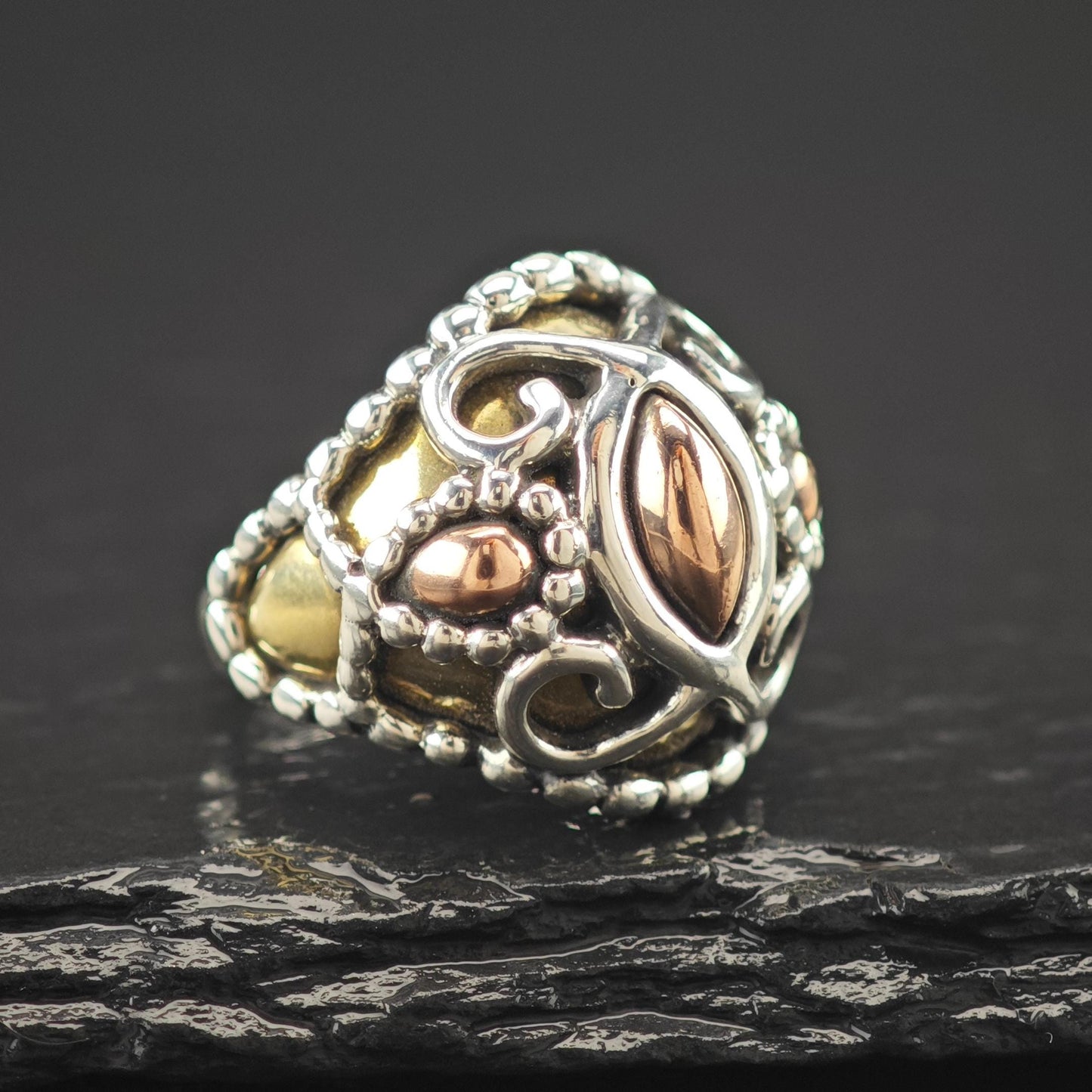 Carolyn Pollack Brass Copper Dome Ring Sterling Silver