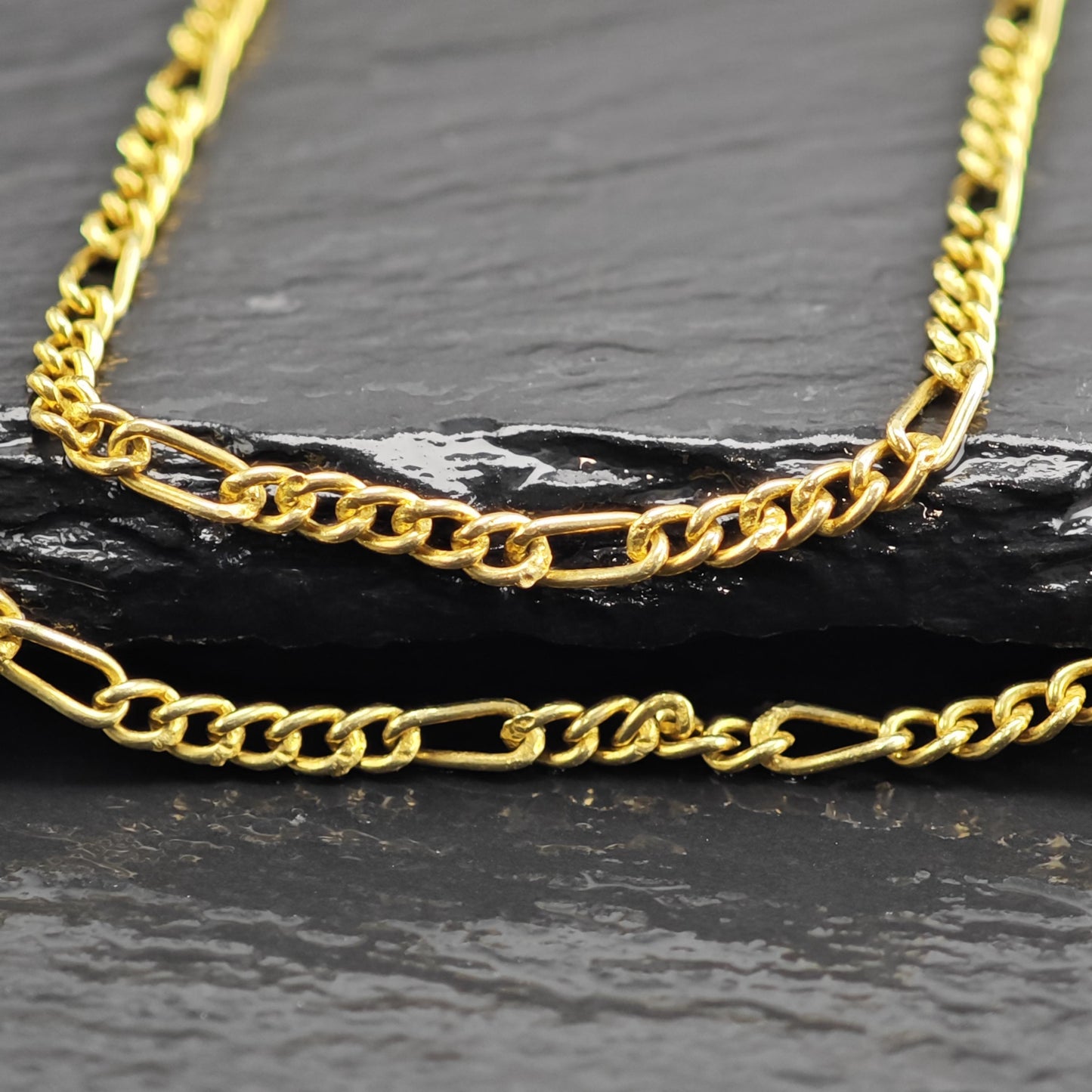 Figaro Gold Plated Chain Sterling Silver Necklace N2750