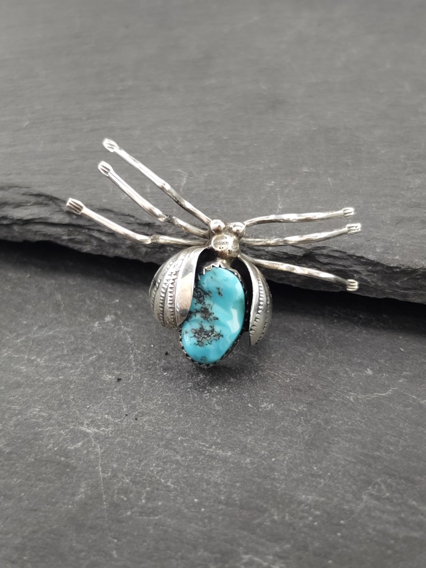 Turquoise Inlay Pin, Native American Sterling Silver B2023