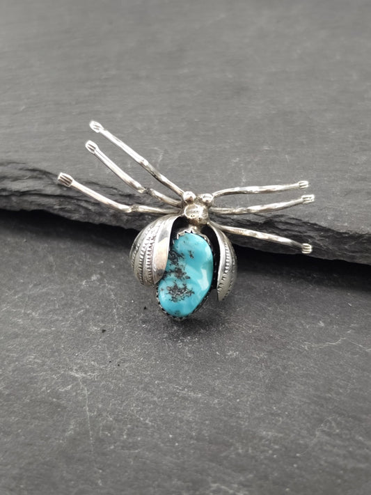 Turquoise Inlay Pin, Native American Sterling Silver B2023
