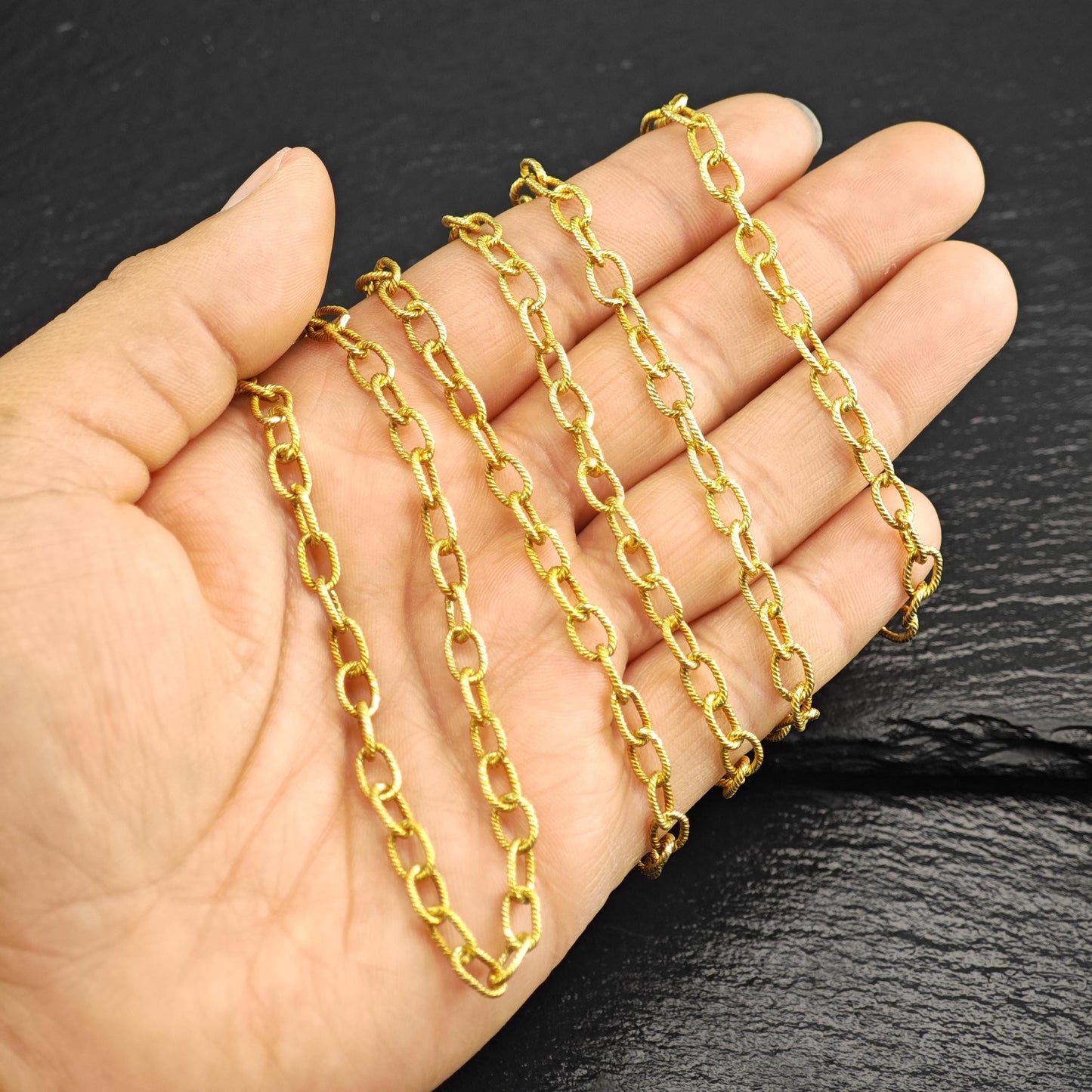 Gold Plated Oval Chain Sterling Silver Necklace N2755