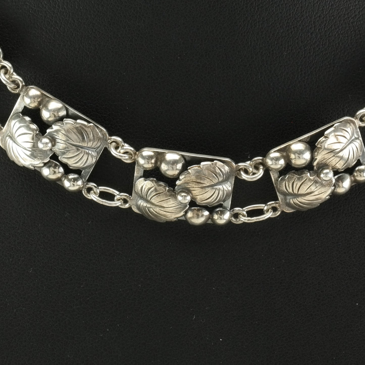 Danish Sterling Silver Leaf Chain Art Nouveau Necklace