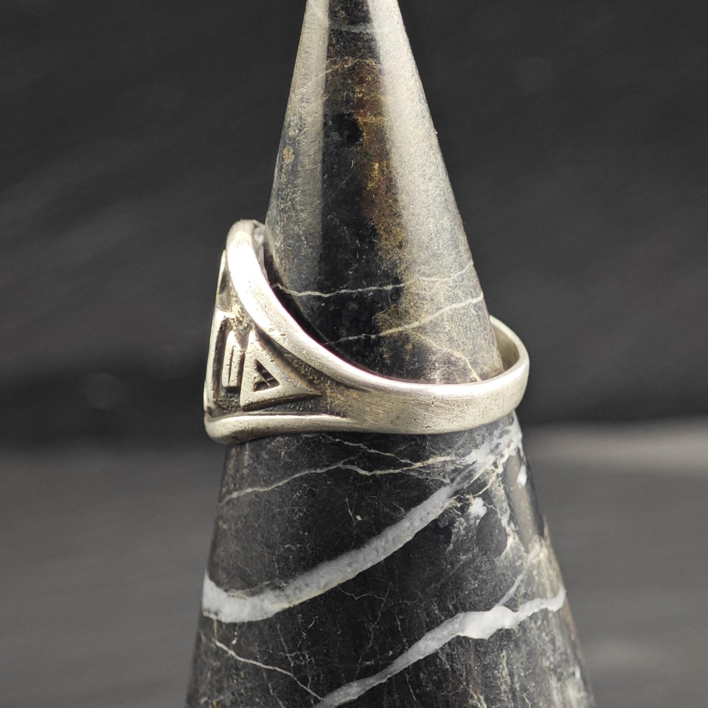 SW Bell Trading Post Thunderbird Overlay Sterling Silver Ring Sz 7 R6693