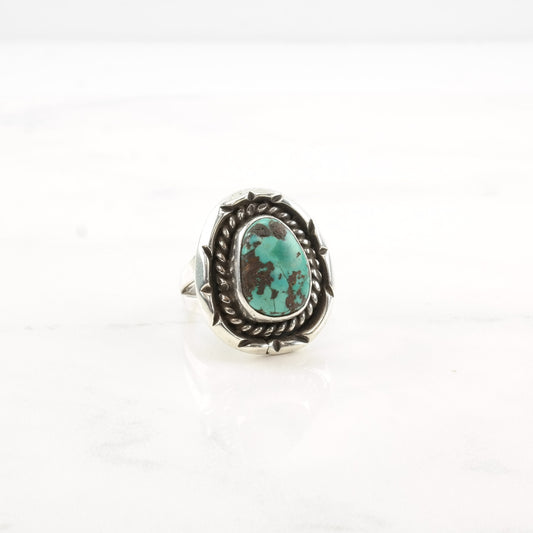 Native American Silver Ring Turquoise Sterling Size 8 1/4