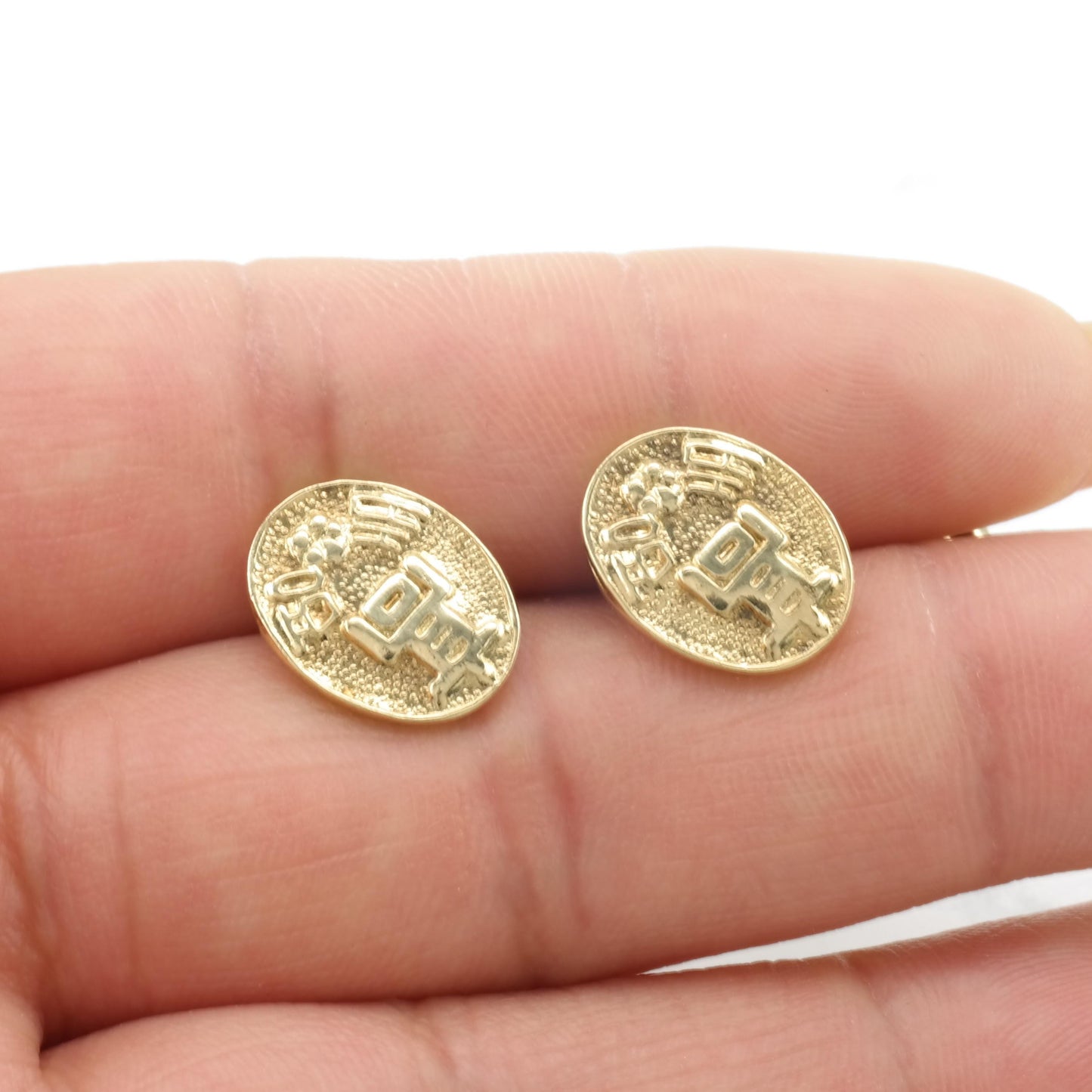 Chinese Export Smoky Quartz Cufflinks Sterling Silver Gold Plated MISC0245