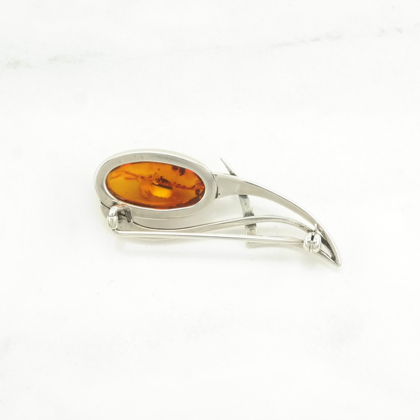 Choice: Sterling Silver Brooch Orange Baltic Amber