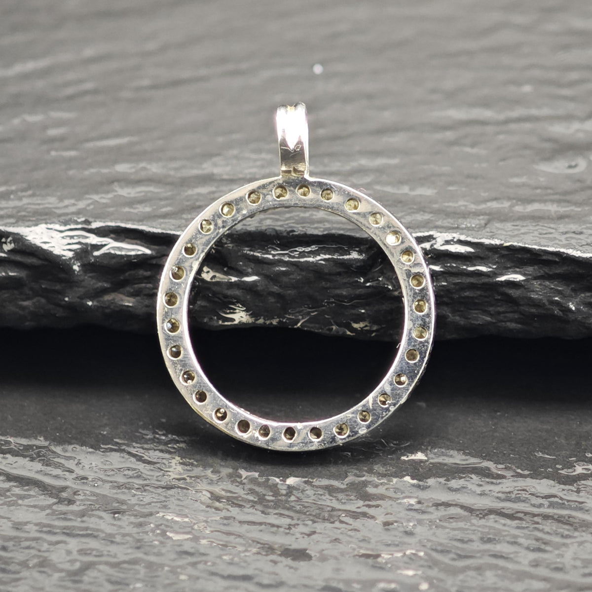 30 Diamond Circle Pendant 14K White Gold P3111