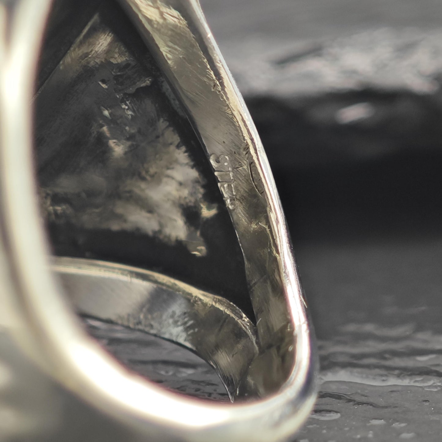 Southwest Spiderweb Turquoise Ring Sterling Silver Size 7 1/2