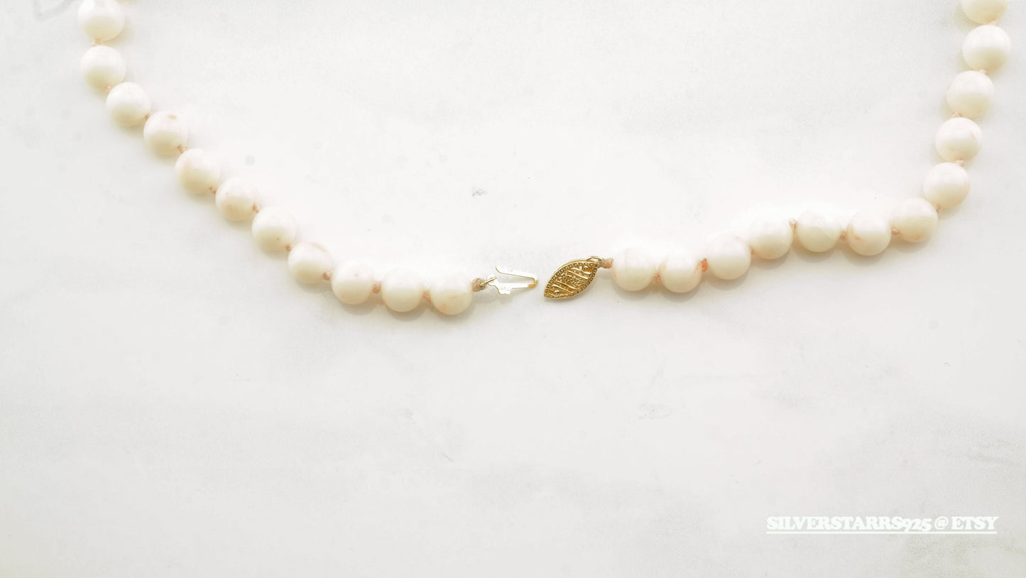 Vintage 14k Gold Angel skin coral Necklace