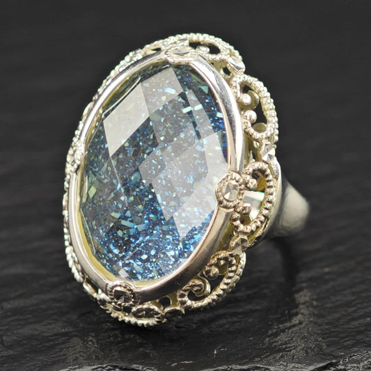 Quartz Doublet Ring Sterling Silver Jewelry Size 7 1/2 R6125