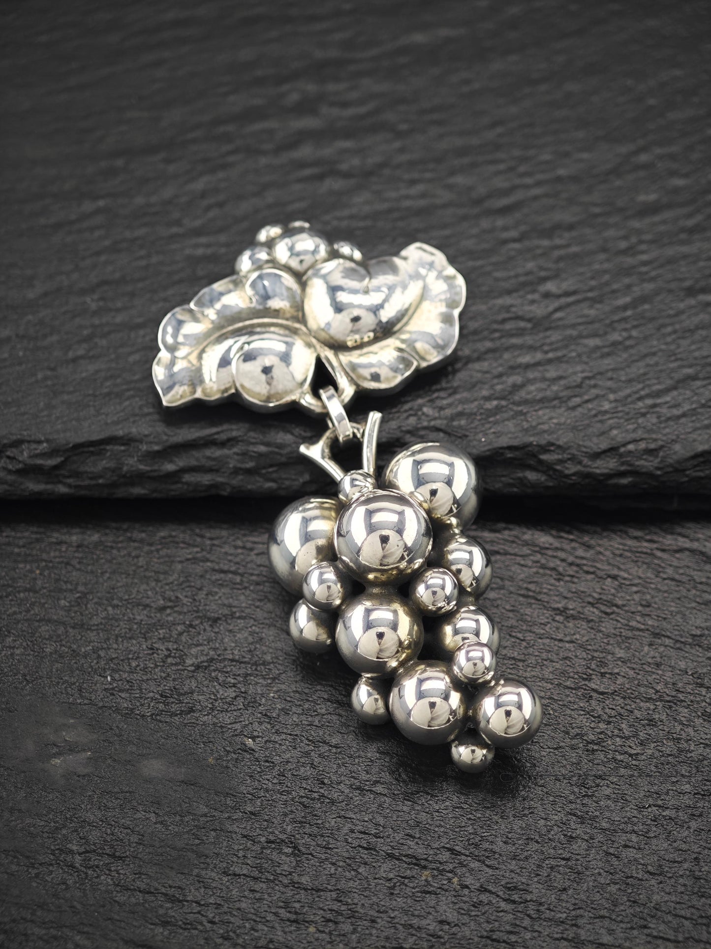 Georg Jensen 217B, Moonlight Grapes Brooch Sterling Silver