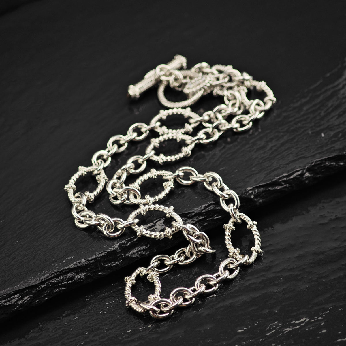 Vintage Judith Ripka CZ, Citrine Sterling Silver Link Chain Necklace N2803