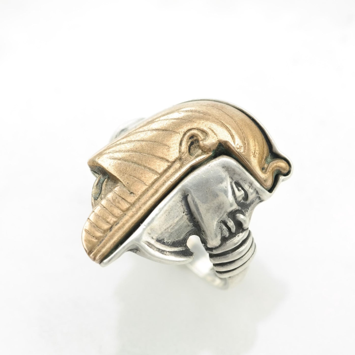 Vintage Archeological Revival Silver Ring Egypt Pharaoh Sterling