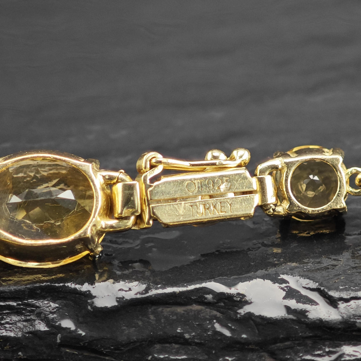 Citrine Gold-plated Sterling Silver Link Bracelet Sz 7" BR3155