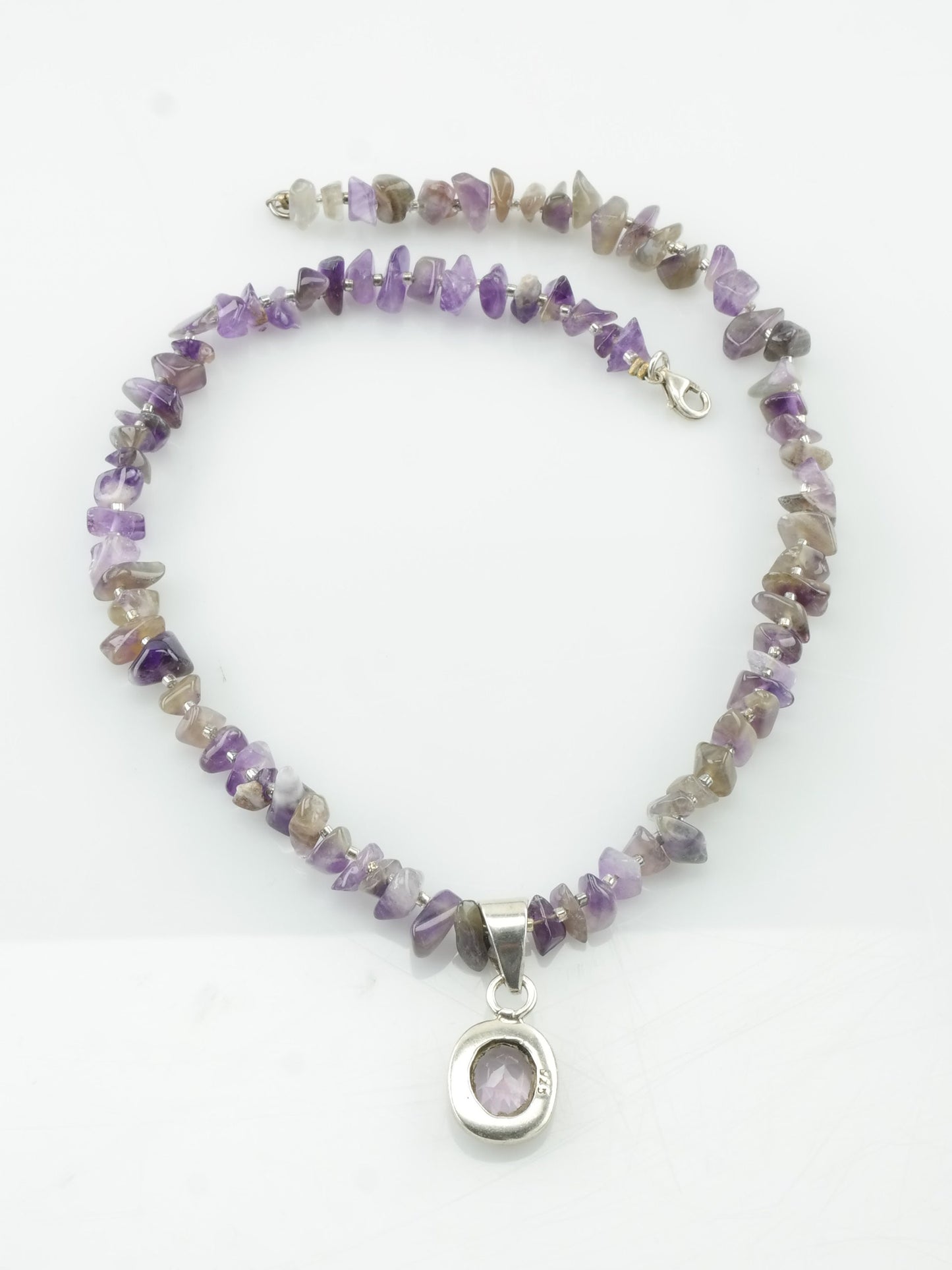 Vintage Sterling Silver Purple Amethyst Quartz Beads Necklace