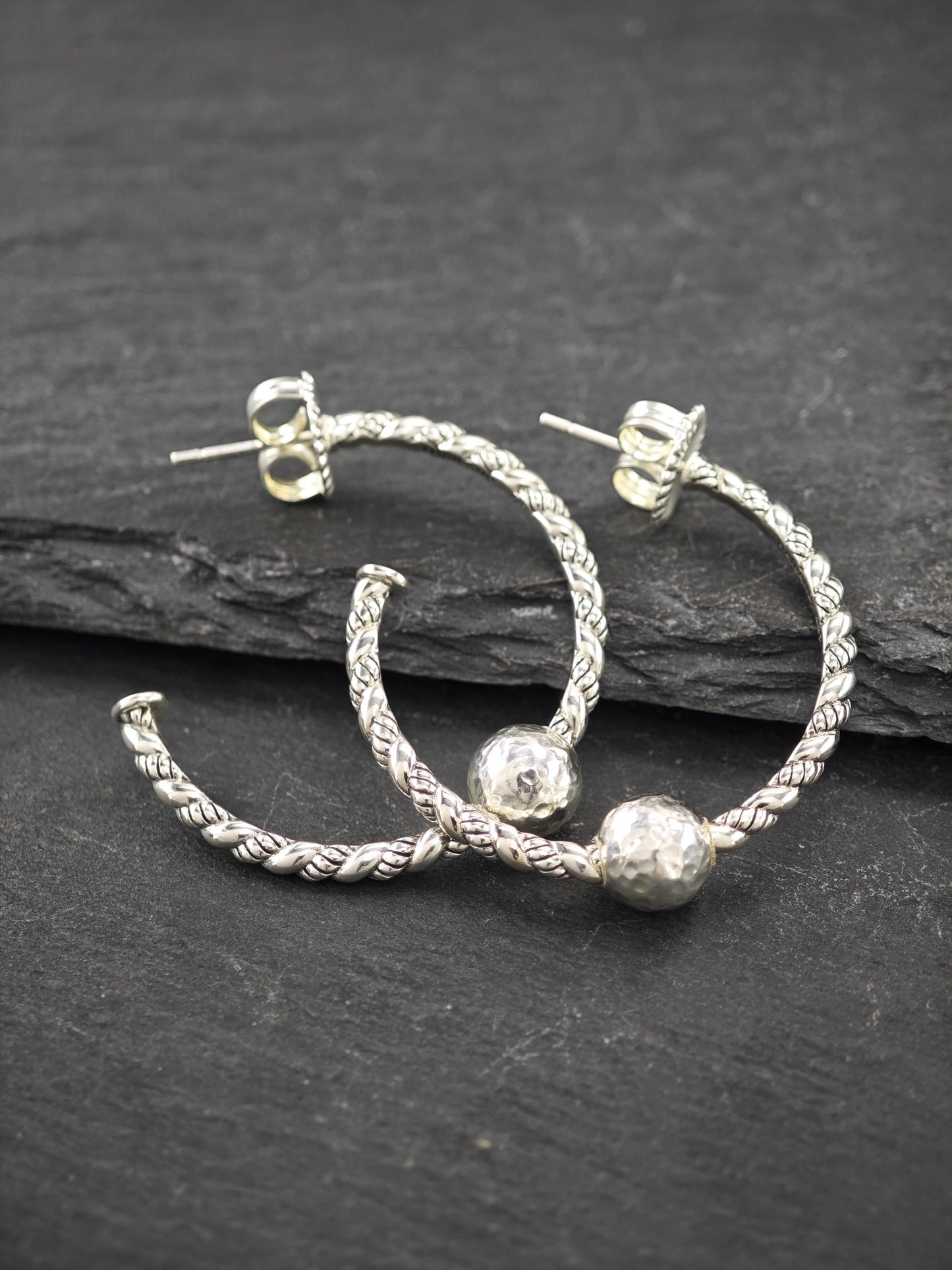 Vintage Jai Stud/Hoop Earrings Sterling Silver
