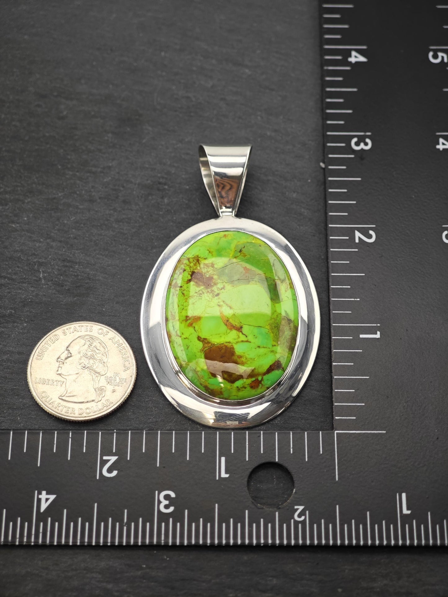 DTR Green Dyed Turquoise Sterling Silver Pendant