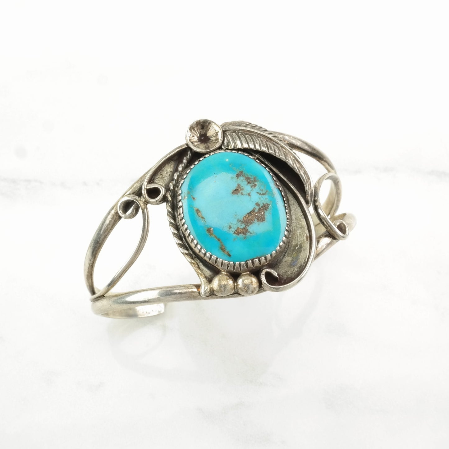 Sterling Silver Cuff Bracelet Blue Turquoise