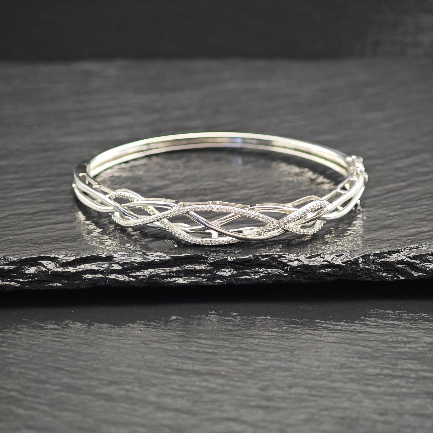 JWBR White Diamond Bangle Bracelet Sterling Silver