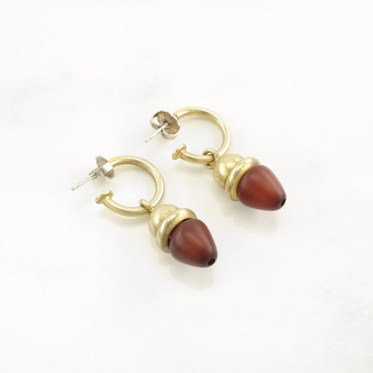 Sterling Silver Brown Wood Brass Toned Earrings Stud, dangle