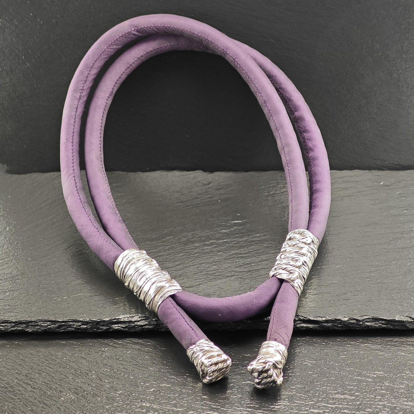 Vintage Mignon Faget Purple Triple Knot Lariat Necklace Sterling Silver