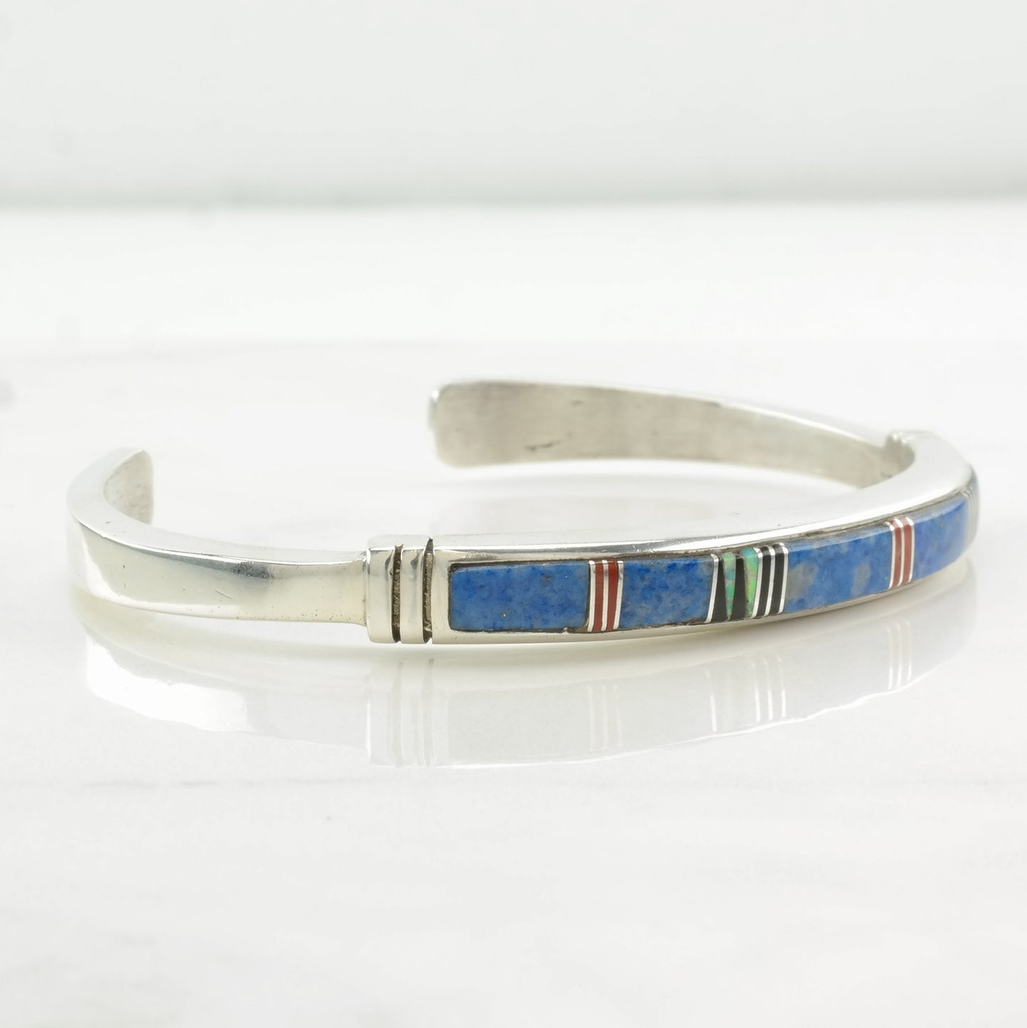 Native American Sterling Silver Cuff Bracelet Lapis lazuli, Multi Gem