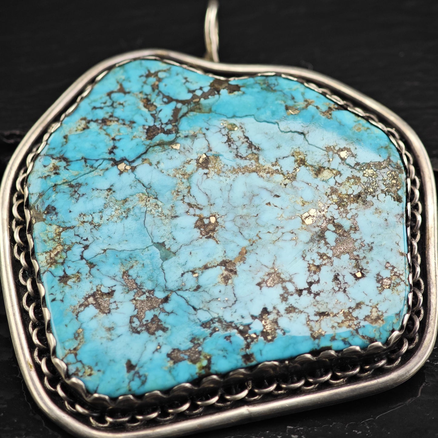 AS IS Large Turquoise Pendant, Sterling Silver