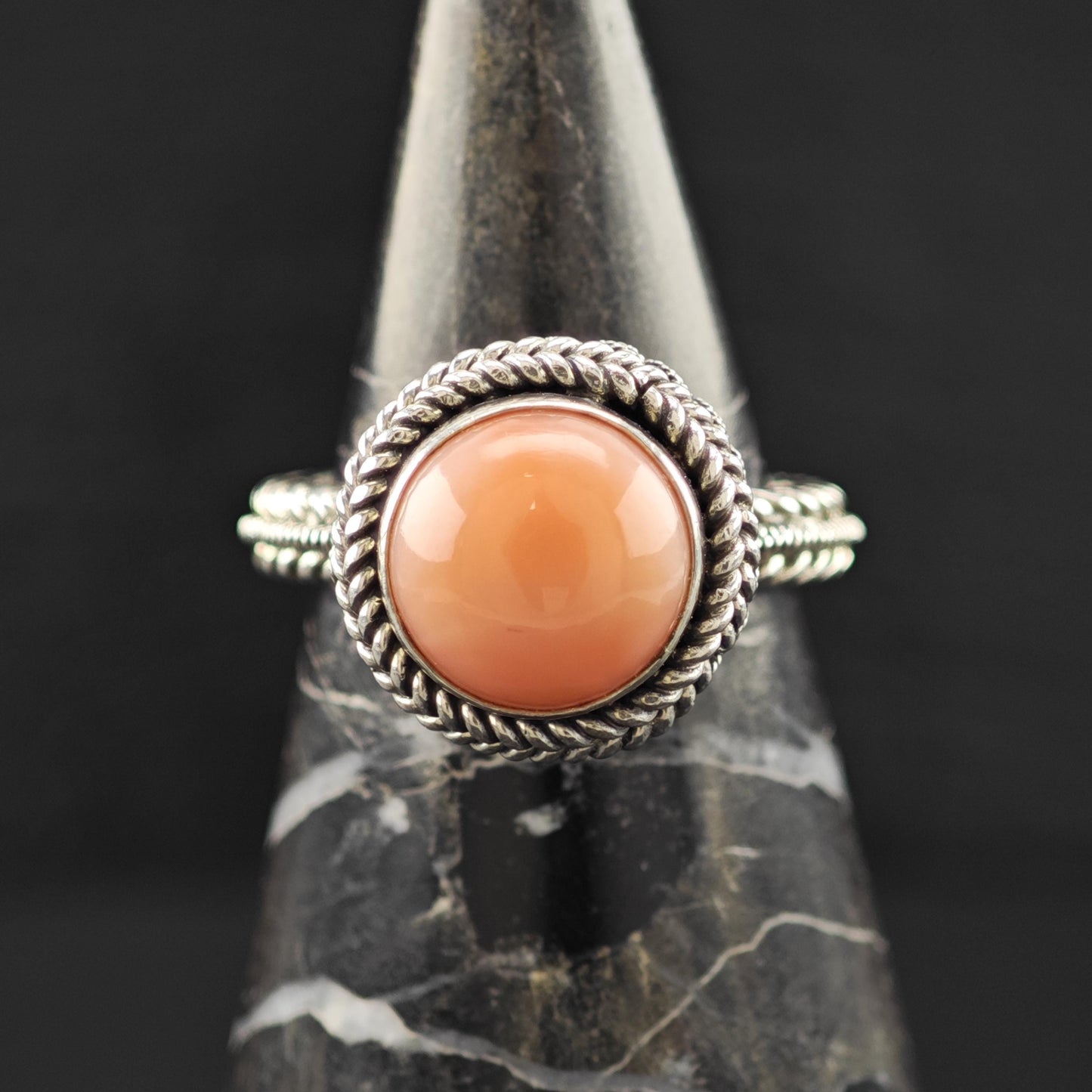 Pink Gemstone Cable Ring Sterling Silver Sz 7 R6133