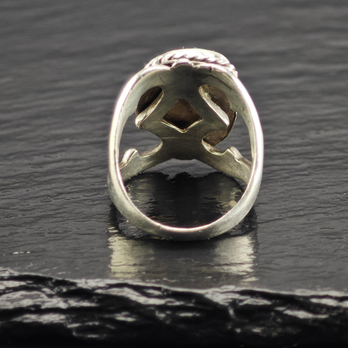 AS IS Sandcast Turquoise Sterling Silver Ring Sz 6 1/2 R6848