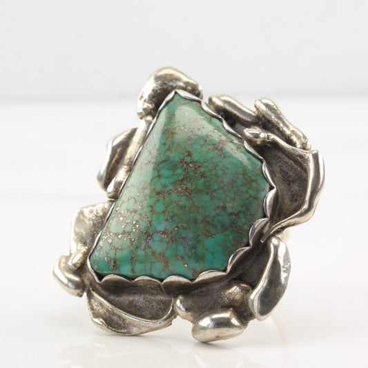 Native American Sterling Silver Ring Size 7.5 Spiderweb Turquoise