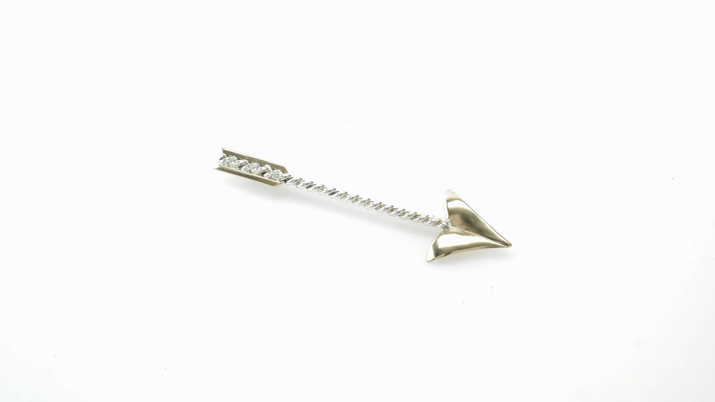 Doskow Diamond Arrow Sterling Silver & 14K Gold Brooch