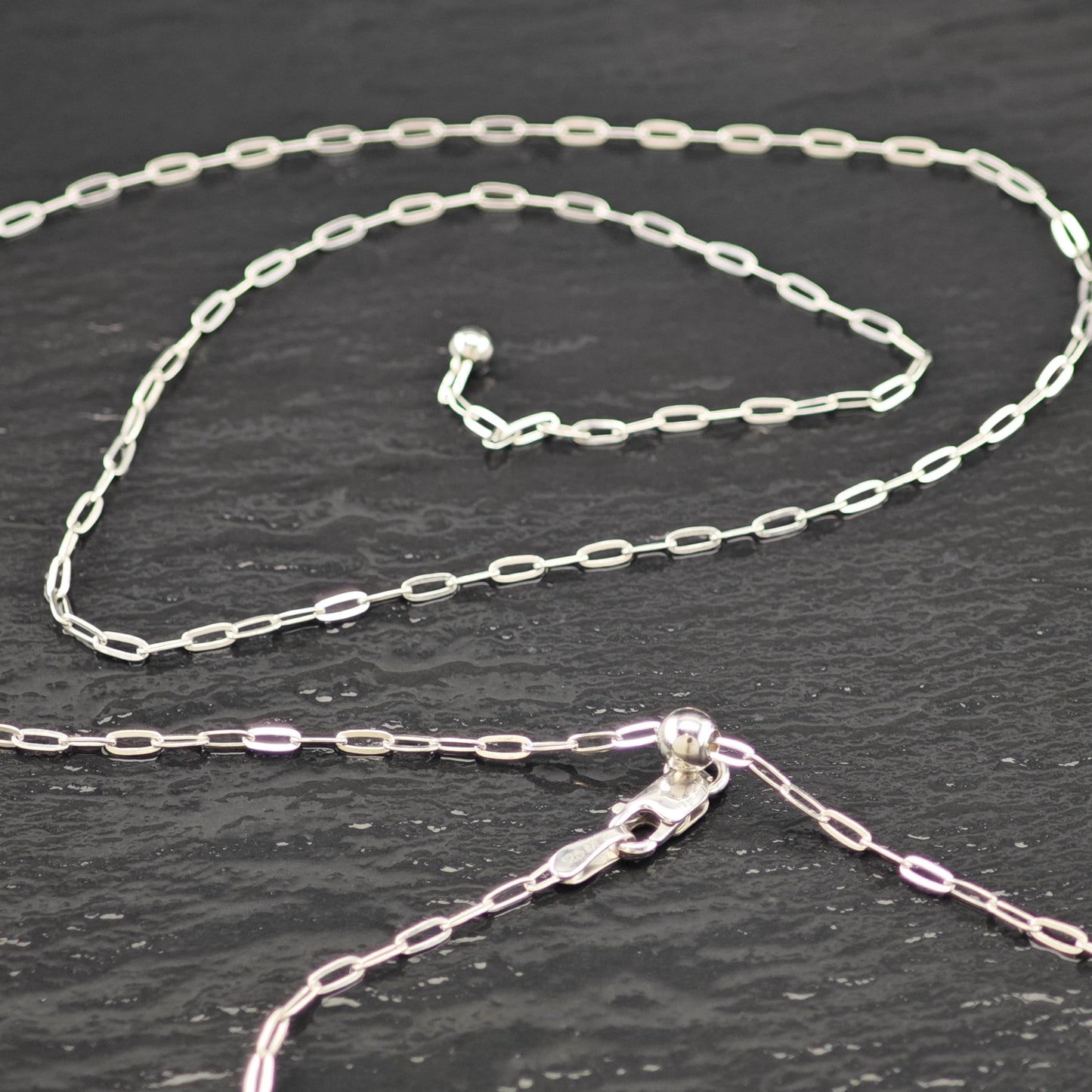 Adjustable Slider Paper Clip Chain Sterling Silver Necklace 24" N2628