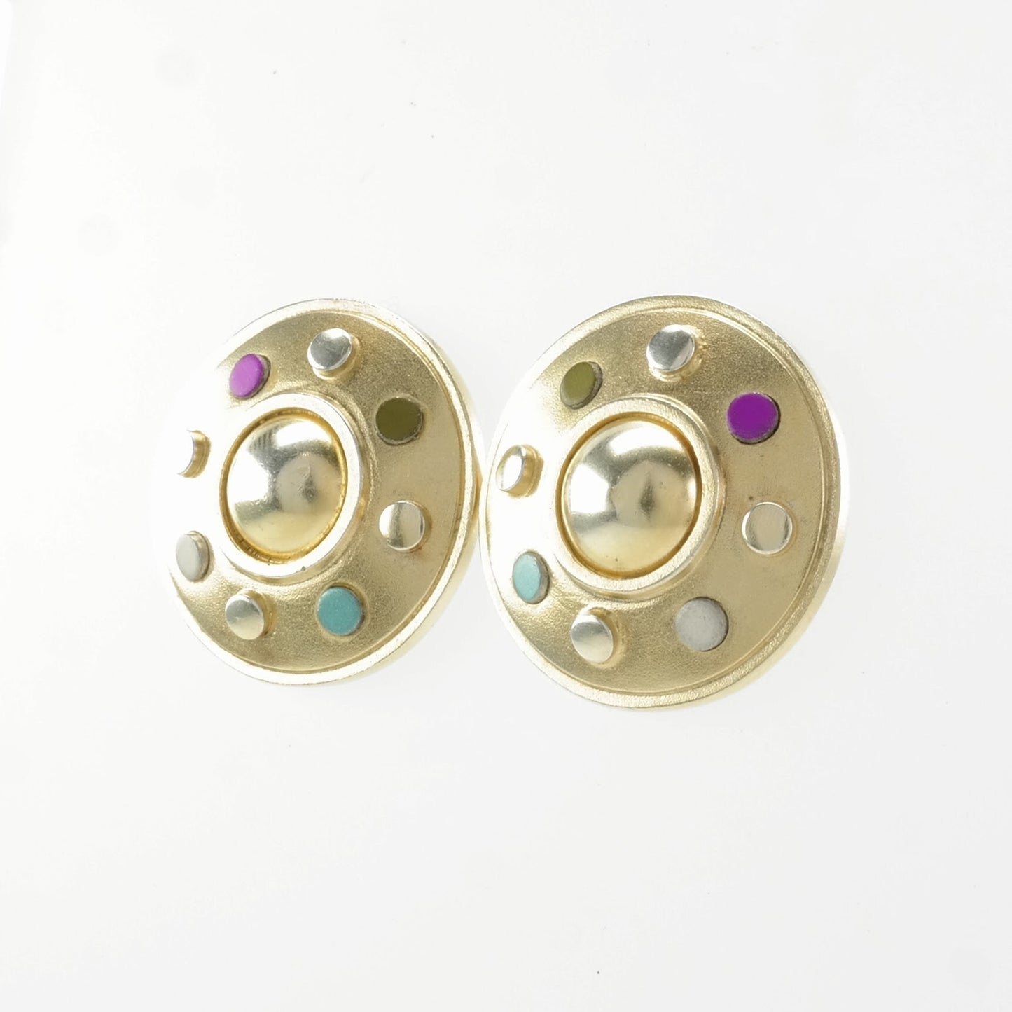 Sterling Silver Multicolor Gold Hue Abstract Earrings Stud