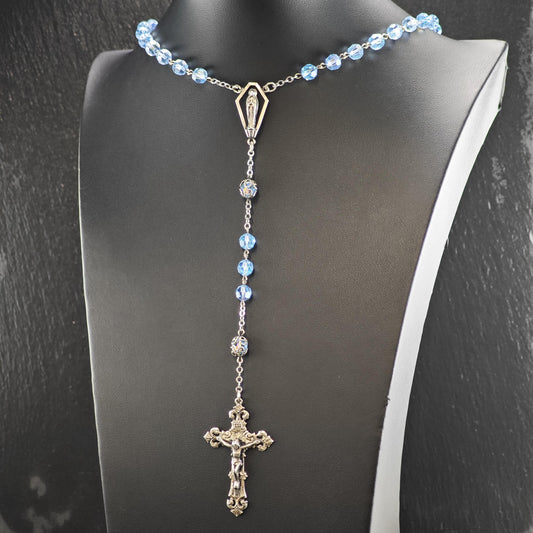 Blue Rosary Necklace Sterling Silver N2785