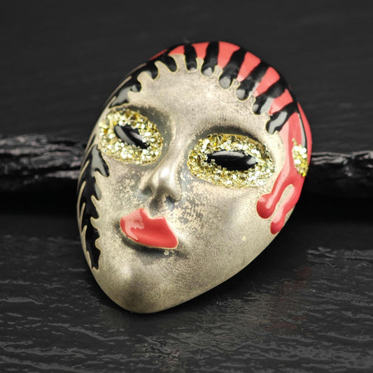 Venetian Enamel Glitter Mask Sterling Silver Pendant P3099