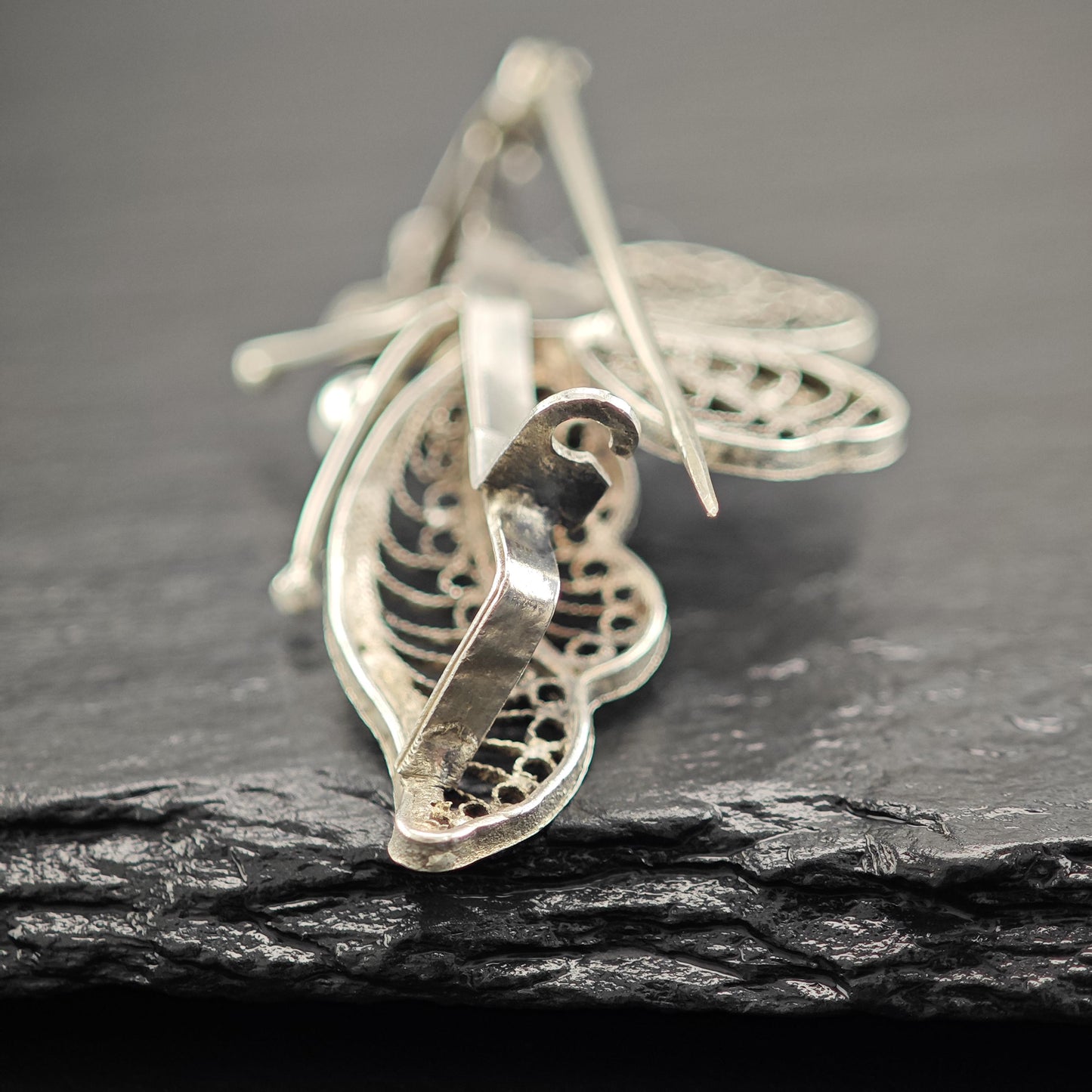 Butterfly, Filigree Art Nouveau Style Sterling Silver Brooch