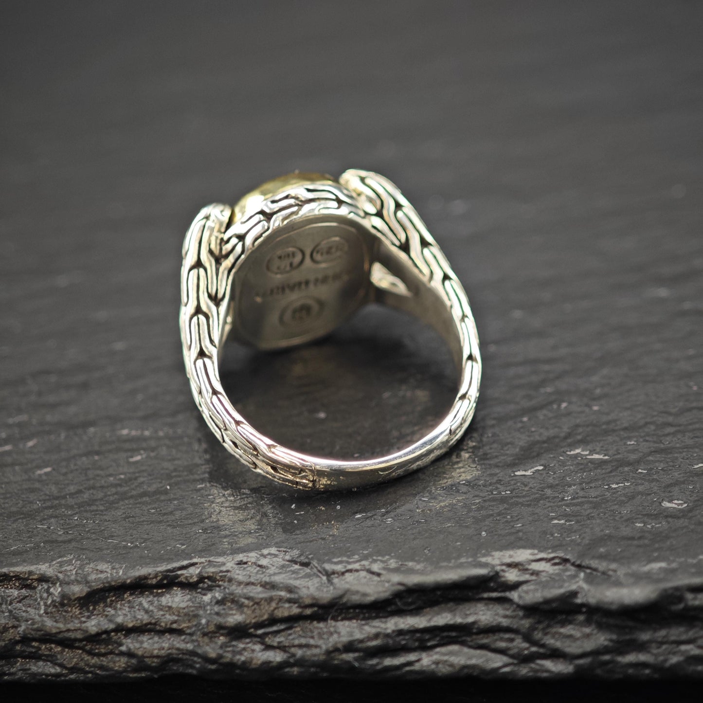 John Hardy 18K Gold Accent Ring Sterling Silver Sz 7 R6019