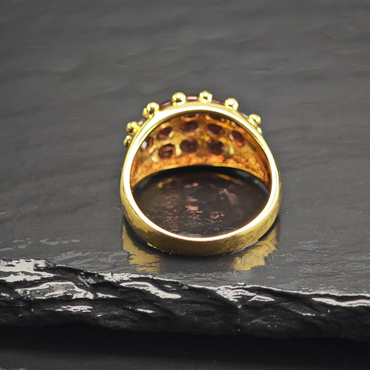 Gold-Plated Garnet Cluster Sterling Silver Ring Sz 10 1/4 R6749