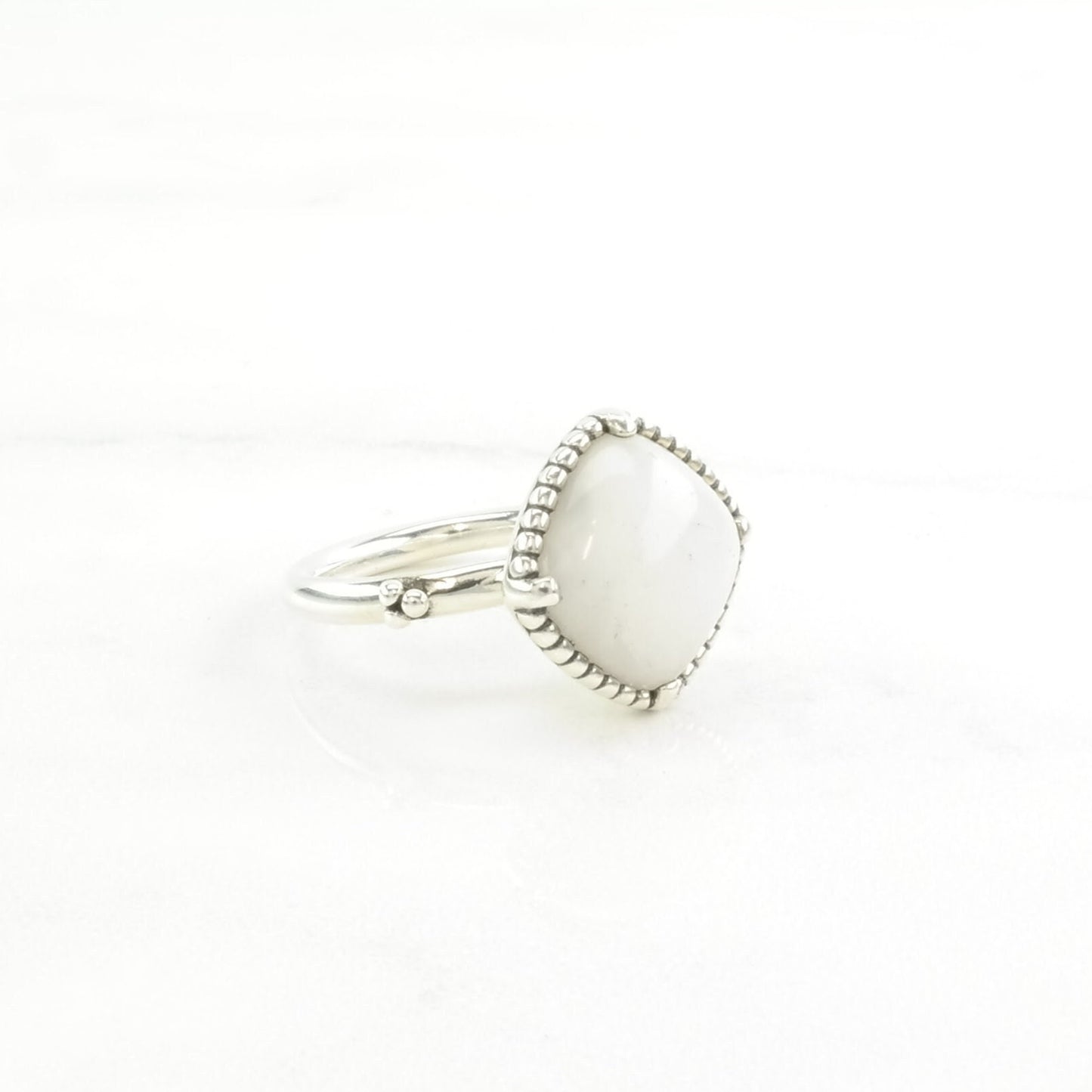 Pandora Silver Ring Quartz Sterling White Size 5 1/4