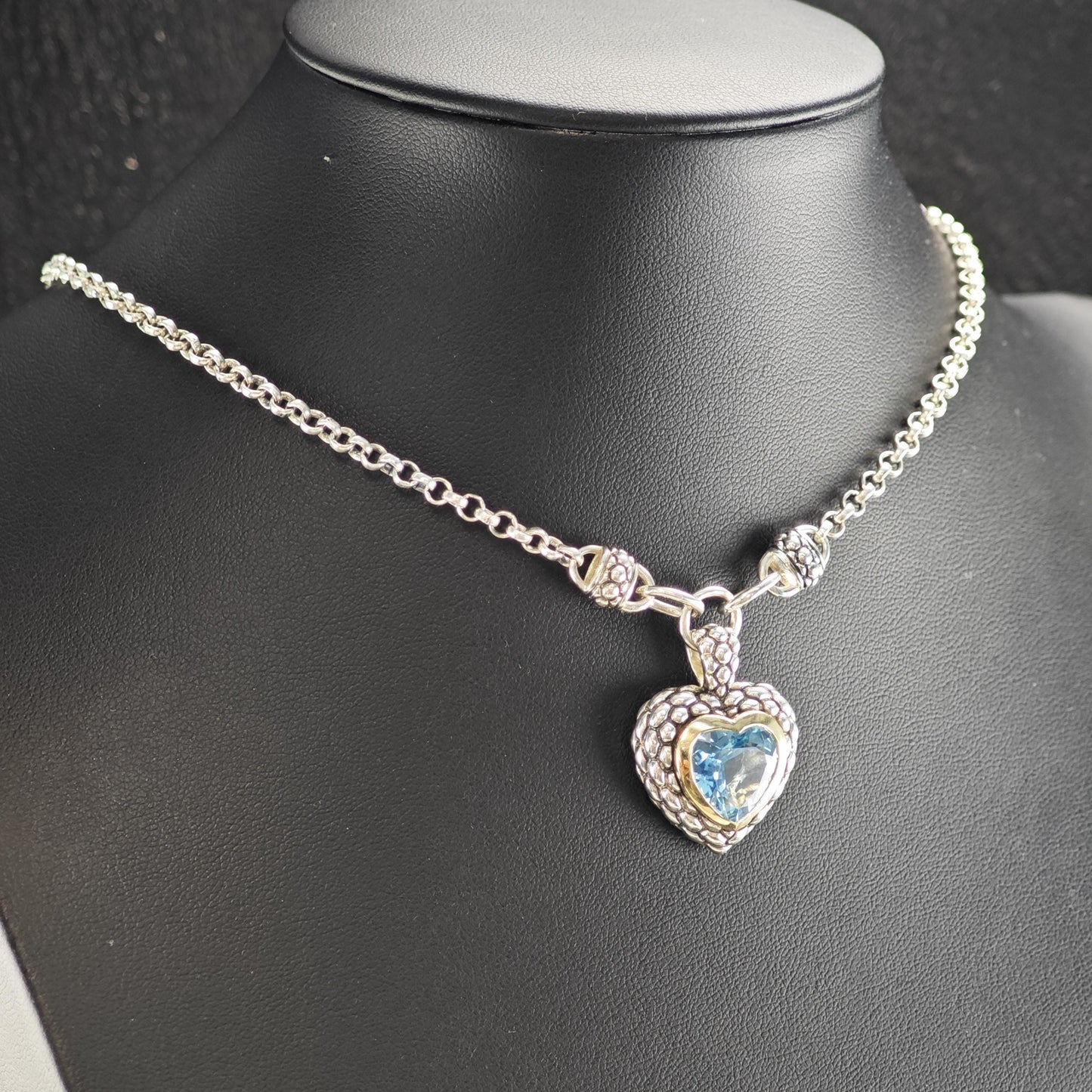 Designer Topaz 14K Gold Accent, Heart Sterling Silver Necklace N2731